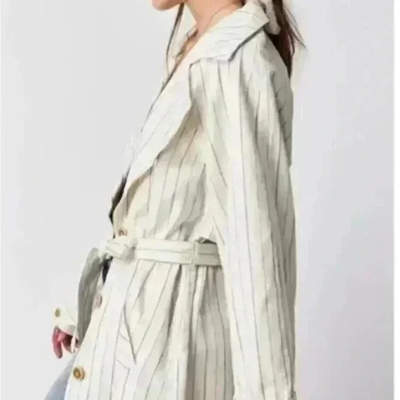 We The Free / Free People Melia Mac Linen Blend Contemporary & cool Trench Coat - Picture 2 of 9